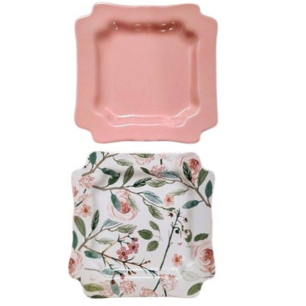 Sweet Laurel 4 Ceramic Dessert Plates 6 inch Square